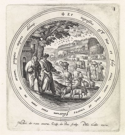 Noach Gaat met zijn Familie en de Dieren aan Boord van de Ark door Crispijn van de Passe (I)