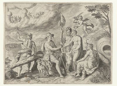 Oordeel van Paris (Metamorfosen van Ovidius) door Crispijn van de Passe (I)
