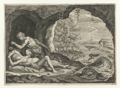 Peleus besluipt de slapende Thetis door Crispijn van de Passe (II)