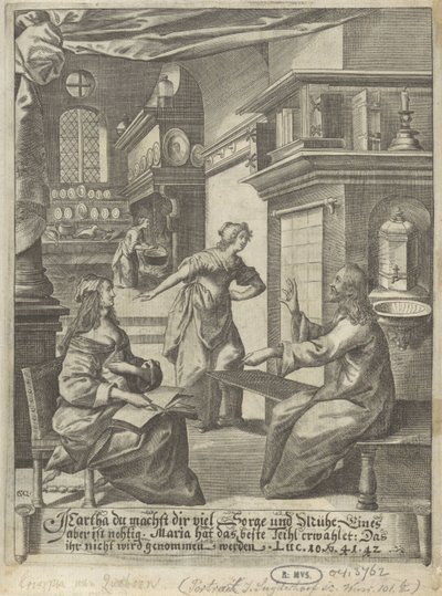 Christus in het huis van Marta en Maria door Crispijn van den Queborn