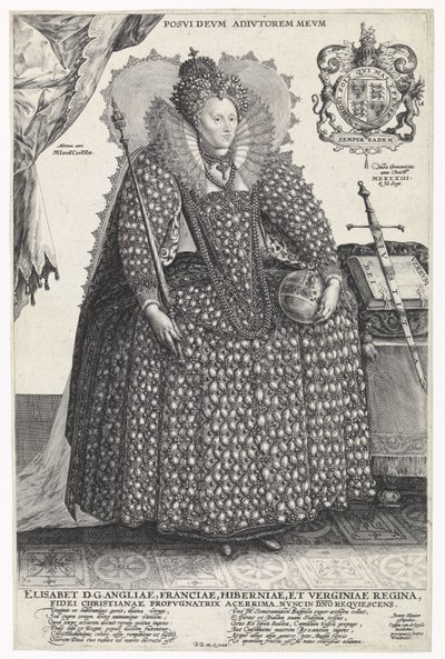 Portret van koningin Elizabeth I van Engeland, ca. 1603 door Crispin  Passe