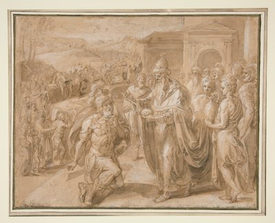 Abraham en Melchizedek door Crispin van den Broeck