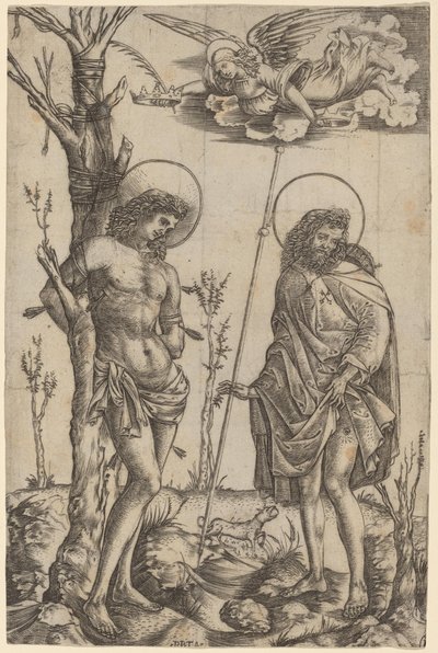 Sint Sebastiaan en Sint Rochus door Cristofano Robetta