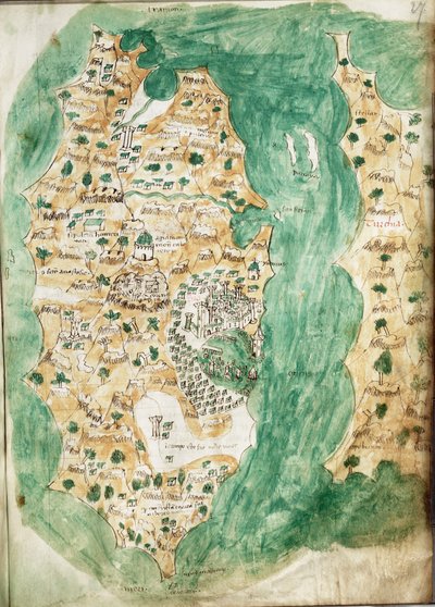 Een kaart van Khios en aangrenzend vasteland, ca. 1420 door Cristoforo Buondelmonti