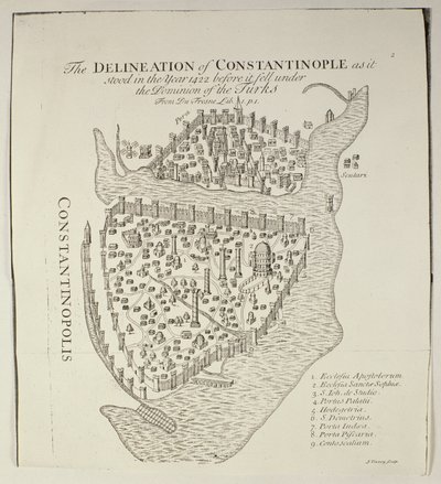 Een kaart van Constantinopel in 1422 door Cristoforo Buondelmonti
