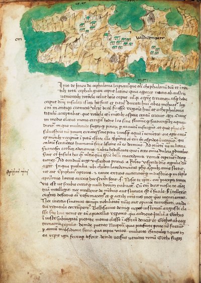 Kaart van Ithaki, ca. 1420 door Cristoforo Buondelmonti