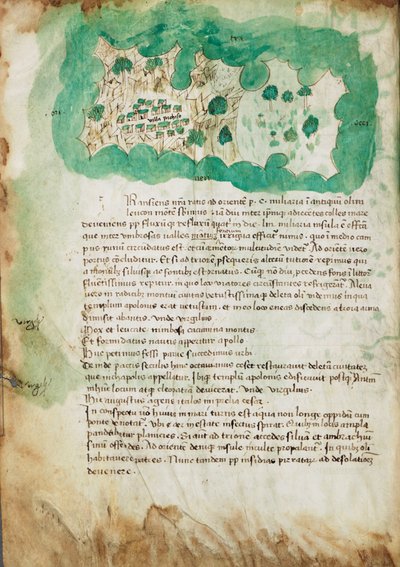 Kaart van Paxos, c.1420 (perkament) door Cristoforo Buondelmonti