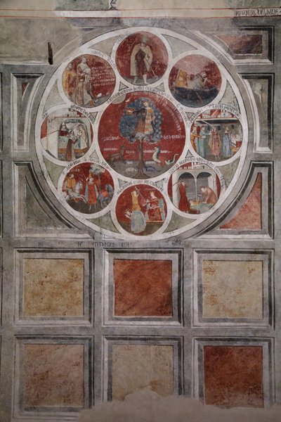 Het wiel van Aristoteles met de kardinale deugden door Cristoforo di & Piero Meo di Bindoccio