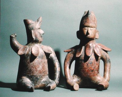 Twee beeldjes uit Colima, Mexico, 300 v.Chr. - 500 n.Chr. door Culture Colima
