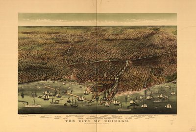 De stad Chicago door Currier and Ives