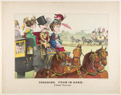 Coaching - Four in Hand - Een Chique Uitvoering door Currier and Ives