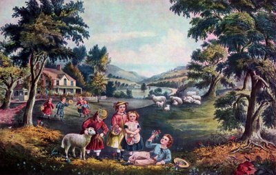 Het seizoen van vreugde, kindertijd, 1868 door Currier and Ives