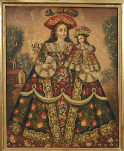 De Maagd van de Pelgrims en het Kind door Cuzco School