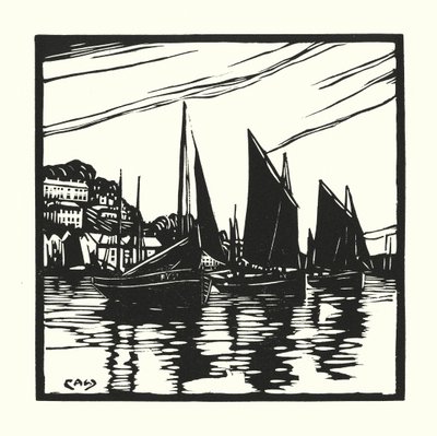 Vissersboten en schuiten: Cornish Drifters, Looe door Cyril A. Wilkinson