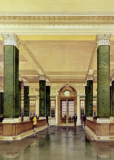 Interieur van de Midland Bank, Londen door Cyril Farey