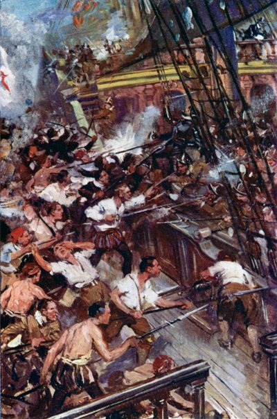 Illustratie voor Westward Ho! door Cyrus Cuneo