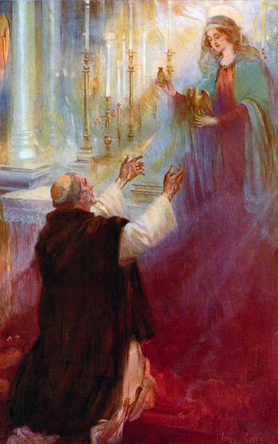 De legende van de Kroningsolie en de Ampulla, De Maagd verschijnt aan Thomas A Becket door Cyrus Cuneo
