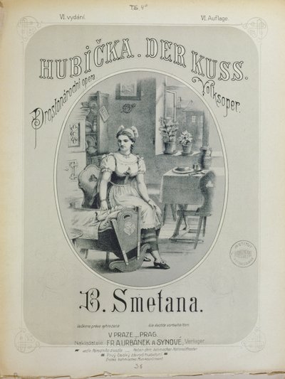 Omslag van de partituur van De Kus door Bedrich Smetana door Czech School