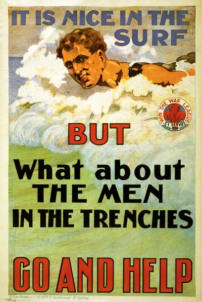 Het is fijn in de branding, maar wat met de mannen in de loopgraven. Ga en help. 1917 door D. H. Souter