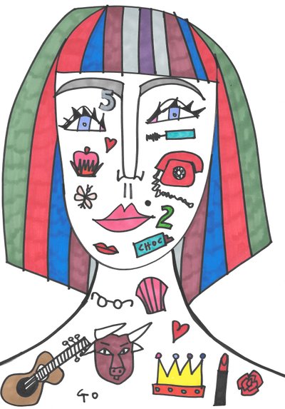 Go (viltstift op papier) door Daisy de Villeneuve