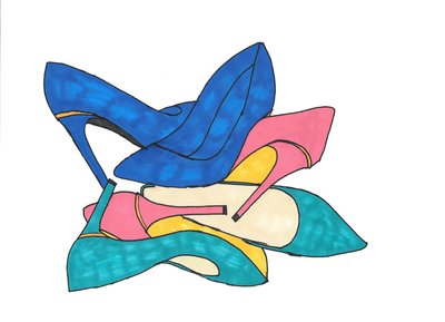 Schoenen, 2016 (viltstift op papier) door Daisy de Villeneuve