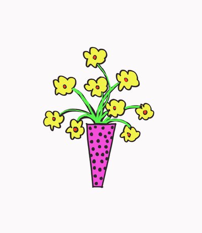 Vaas met bloemen (pen op papier  Photoshop) door Daisy de Villeneuve