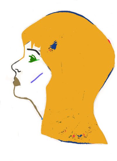 Geel hoofd,2017 (viltstift op papier) door Daisy de Villeneuve