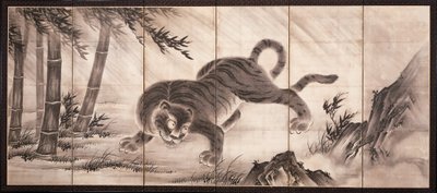 Tijger [links van het paar Draak en Tijger], midden 16e eeuw door Dōan Yamada