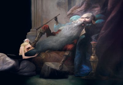 En zij smeekte hem haar in leven te laten, uit Blauwbaard door Charles Perrault (1628-1703) door Daniel Cacouault