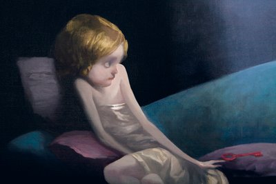 De jonge bruid en de dode vrouwen (detail), uit Blauwbaard door Charles Perrault (1628-1703) door Daniel Cacouault