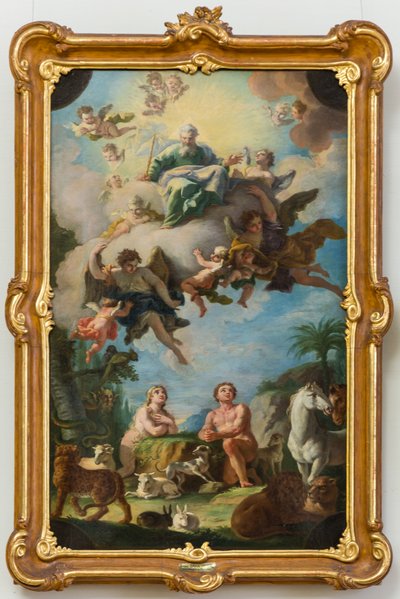 Het paradijs (schets voor een plafondschildering in de basiliek van Sonntagberg, Neder-Oostenrijk) door Daniel Gran