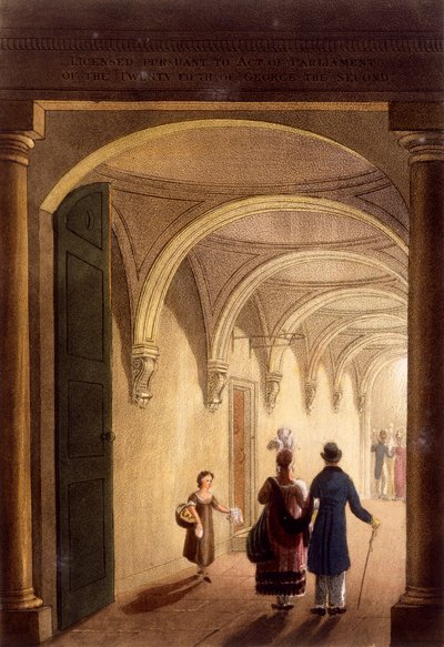 Ingang van de Engelse Opera House, ca. 1826 door Daniel Havell