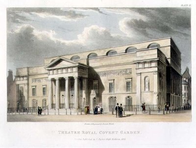 Theatre Royal, Covent Garden, in Londen, ontworpen door Robert Smirke in 1809 door Daniel Havell