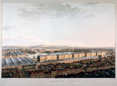 Uitzicht op London Docks, 1816 door Daniel Havell