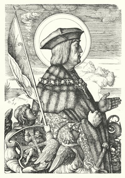 Maximiliaan I, Heilige Roomse Keizer, als Sint Joris door Daniel Hopfer
