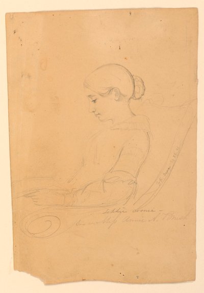 Tekening, Annie A Brush, Zittend in, 22 september 1841 door Daniel Huntington