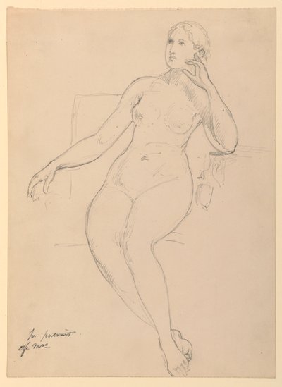 Tekening, Zittend vrouwelijk naakt, 1870-80 door Daniel Huntington