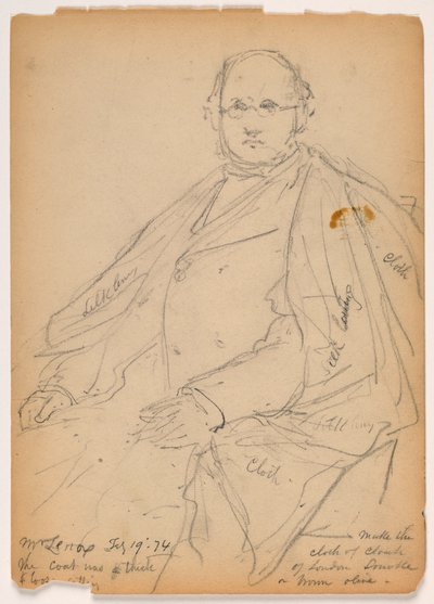 Tekening, James Lenox zittend, 19 februari 1874 door Daniel Huntington