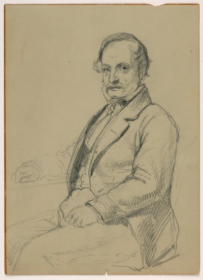 Tekening, Zittende man, ca. 1860 door Daniel Huntington
