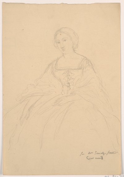Tekening, Mrs. Sheppard Gandy zittend; Verso: Lijnschets, 1859 door Daniel Huntington
