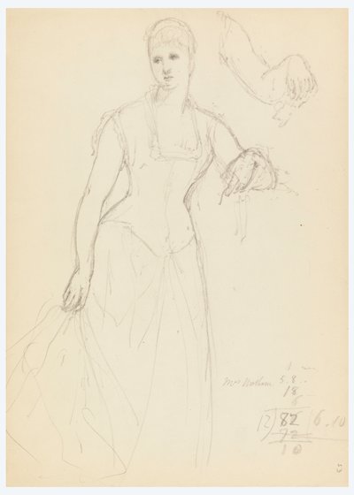 Tekening, Schets voor een portret van Bella Worsham, 1878 door Daniel Huntington