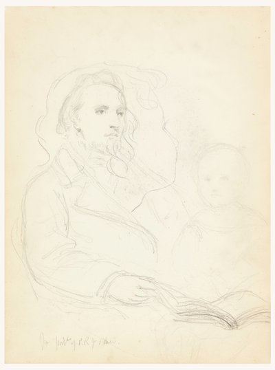 Tekening, Schetsen voor "Les van Liefde" en portret van Peter Richards, Jr., 1849 door Daniel Huntington