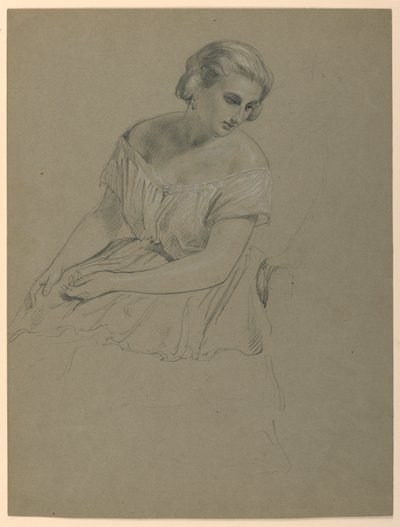 Tekening, Studie voor "Martha Washington Receptie", 1860 door Daniel Huntington