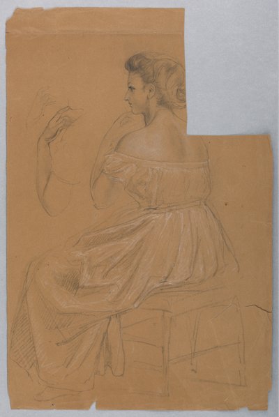 Tekening, Studie voor "Titiaan Tonen, 1872 door Daniel Huntington