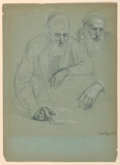 Tekening, Twee studies van Daniel Hun, 1881 door Daniel Huntington