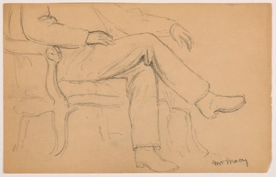 Tekening, William H. Macy zittend, onderlichaam; Verso: rechterhand, 1884 door Daniel Huntington