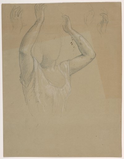 Tekening, Vrouw met opgeheven handen A, 1844-45 door Daniel Huntington
