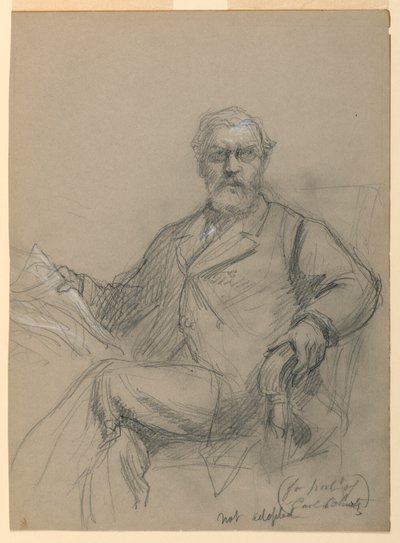 Tekening, Carl Schurz zittend lezend, 1899 door Daniel Huntington