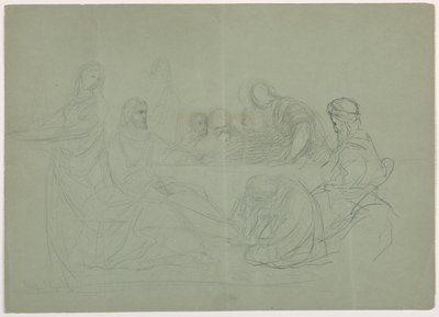 Maria wast de voeten van Christus door Daniel Huntington