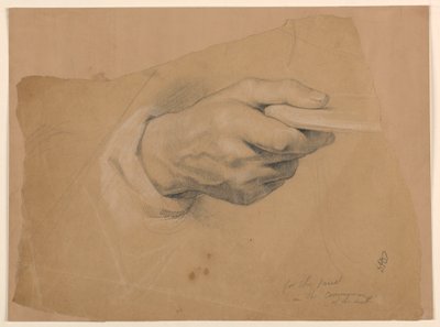 Studie van Rechterhand voor de Priester in de "Communie van de Zieken" door Daniel Huntington